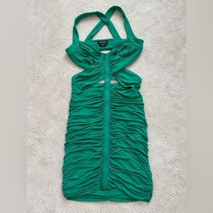 Bebe sexy mini cutout green dress